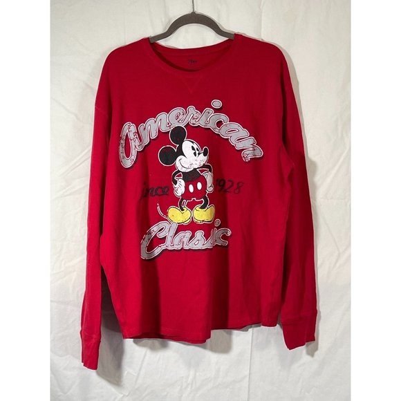 disney store Tops - Disney Store long sleeve shirt red Mikey mouse cotton bust 27" length 29" XL